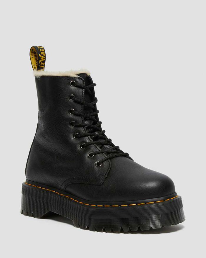 Dr Martens Vintersko Herre Svart Jadon Læder Faux Fur Lined Platform 0836ZJTAD